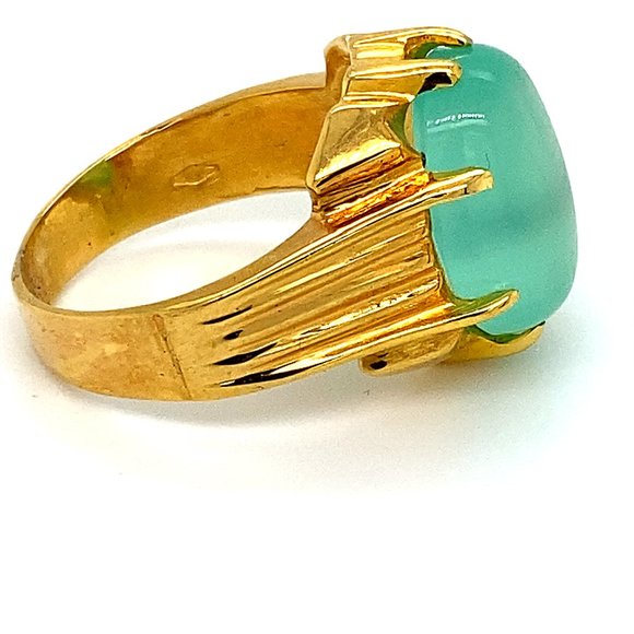 Green Cats Eye Calcite 8.01ct Solid 18K Gold Ring - Picture 3 of 7
